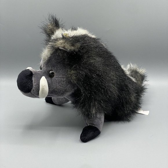 Yes Club Warthog Plush 12" Stuffed Animal Toy Black Gray Vintage - Picture 3 of 9